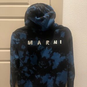 Marni Blue and Black Tie-Dye Hoodie